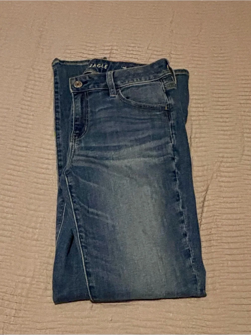 American Eagle Outfitters Women's Medium-Dark Blue Super Stretch Jeggings - Picture 3 of 8